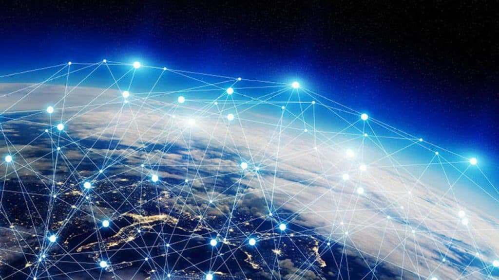 Visual representation of global blockchain networks connecting users without intermediaries, illustrating the concept of decentralization.