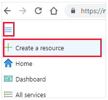 Screenshot of Azure portal showing how to start creating a resource for Azure Load Testing via the menu and “+ Create a resource” option