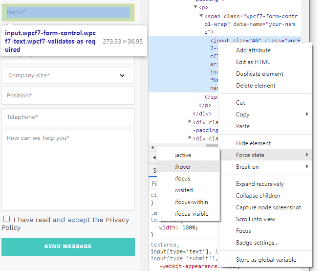 DevTools-Forzar Estado de Elemento DOM- Itequia-Eng