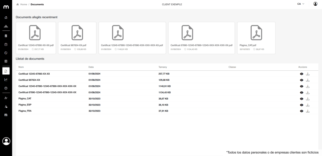 Screenshot of Mafesa's portal displaying a list of client quotes with status and action options.