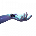 Futuristic metallic robotic arm with an open hand representing advancements in robotics and AI."