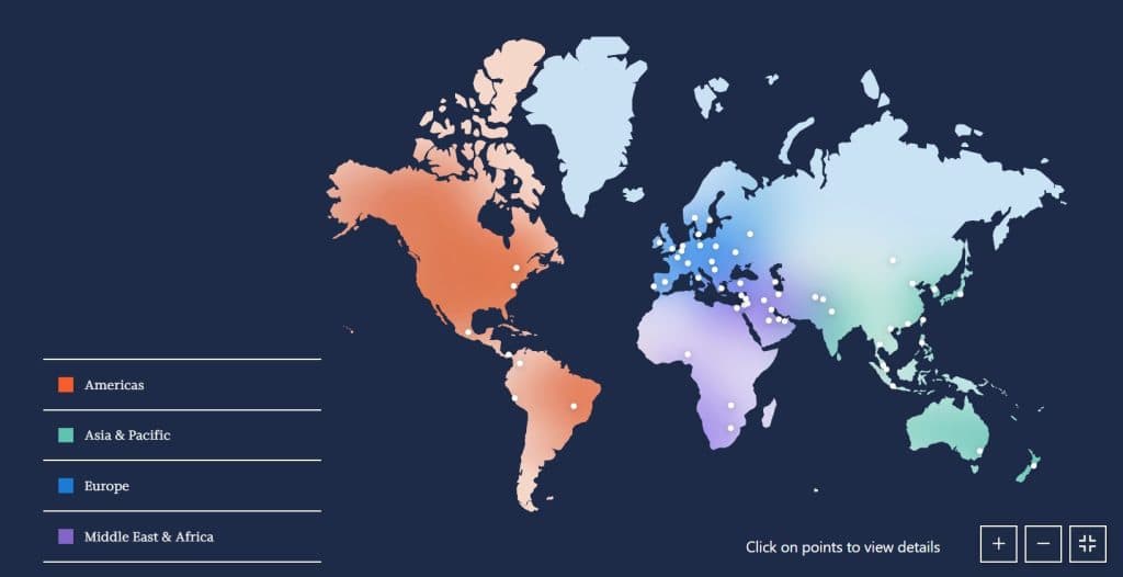 Mapa de los lugares donde más ciberataques se han llevado a cabo.