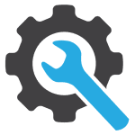 Icon of a gear with a wrench inside, symbolizing configuration tools and maintenance in cybersecurity settings.