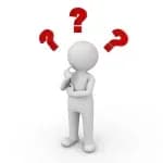 3D figure with three red question marks above its head, representing confusion or questions about security practices.