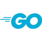 Go programming language logo with stylized letters GO and motion lines."
