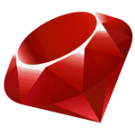 Ruby logo depicting a shiny red gemstone symbolizing the Ruby language.