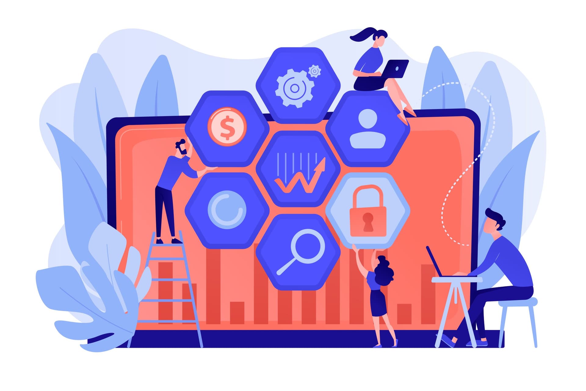Cyber security management concept vector illustration.
