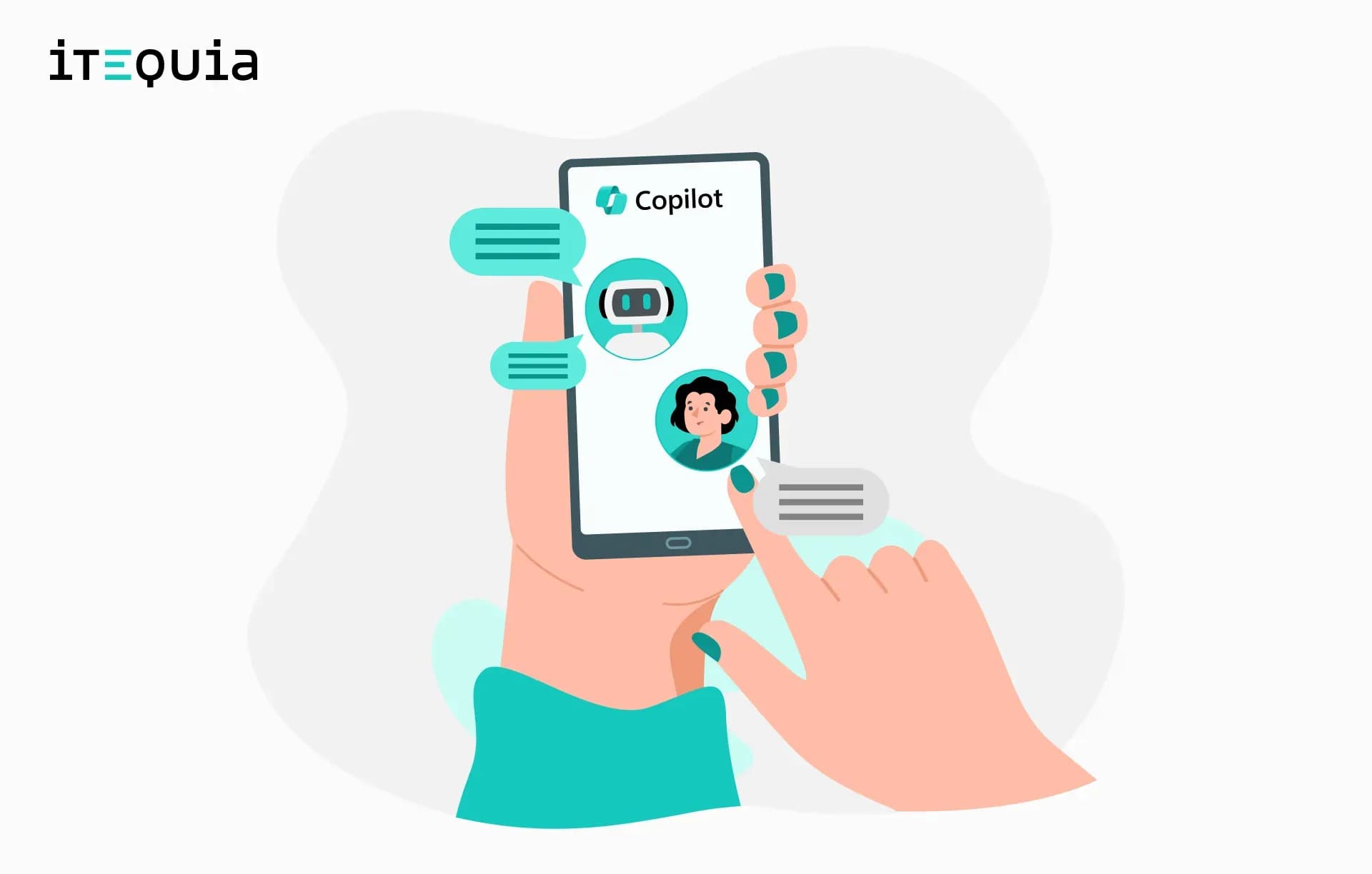 Promotional banner introducing Microsoft 365 Copilot Chat with abstract background and article title