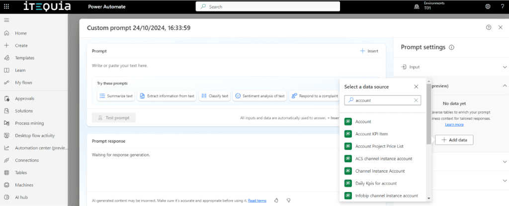 Automatiza y Mejora la Eficiencia con IA Generativa en Power Automate data source