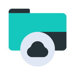 Icon of a folder with a cloud symbol, representing cloud-based file storage and management.