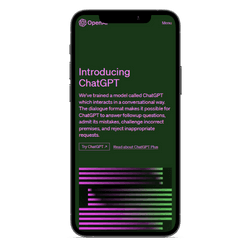 iPhone screen displaying an introduction to ChatGPT, highlighting its conversational features and safety measures.