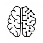 Graphic of a brain split into biological structure and neural network nodes symbolizing AI integration.