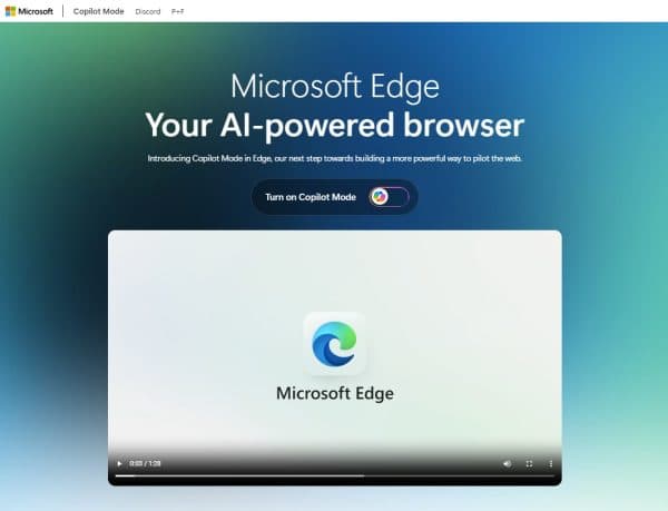 Promotional banner for Microsoft Edge featuring Copilot Mode activation
