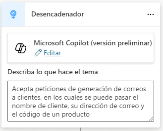 Desencadenador Microsoft Copilot