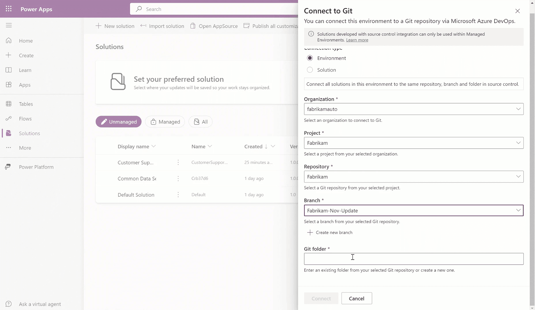 Integrating Git with Power Platform
