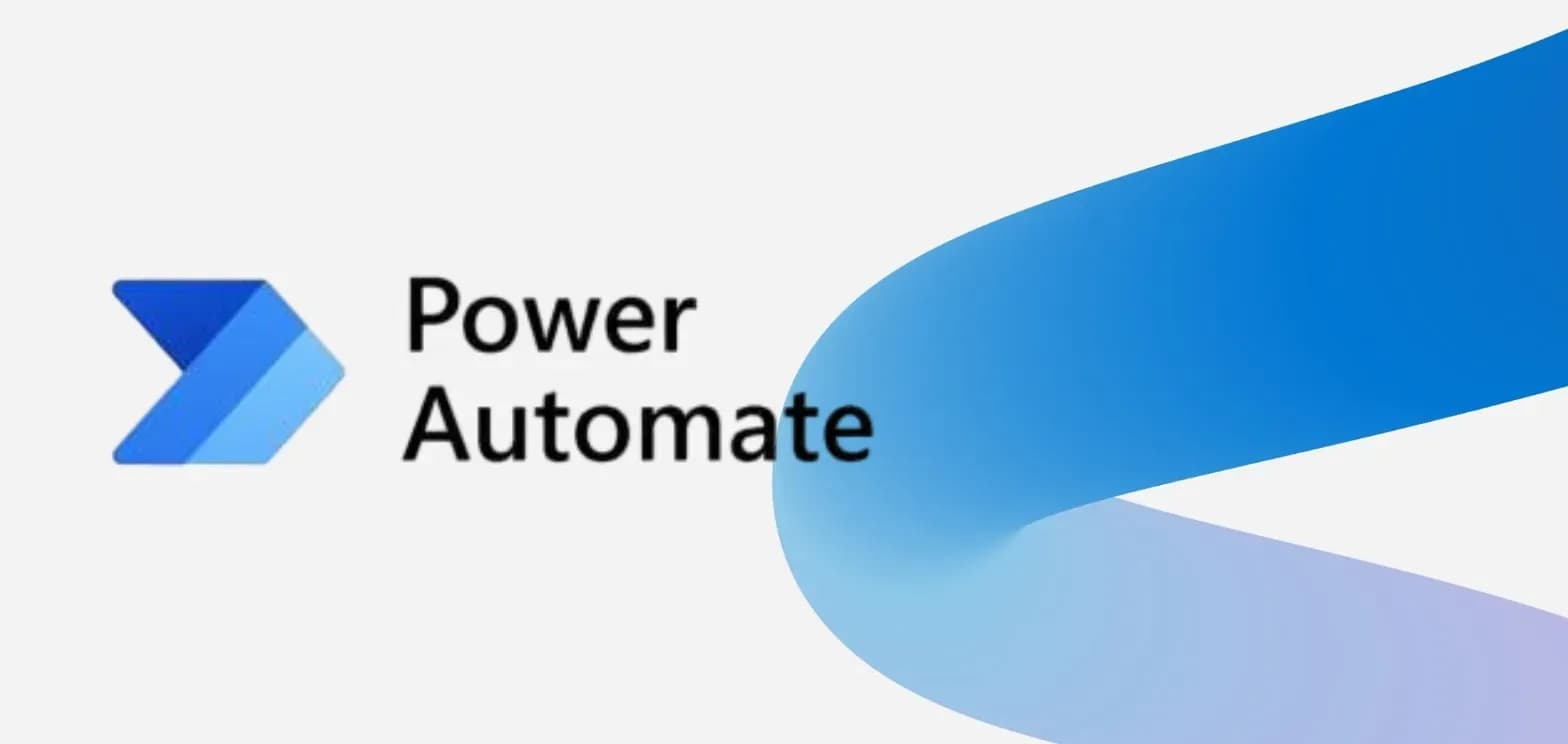 Microsoft Power Automate logo with a blue gradient arrow symbol and the text 'Power Automate'.