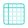 Teal icon representing a grid or table structure, symbolizing Azure Storage Tables for structured data management.