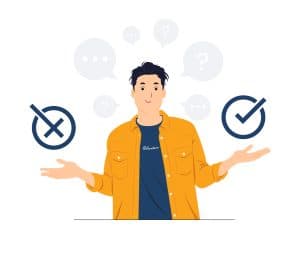 Illustration of a user evaluating JWT versus session cookies, highlighting the dilemma in choosing web authentication methods.