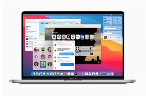 Laptop displaying the macOS interface, illustrating the operating system's role in current market share discussions.