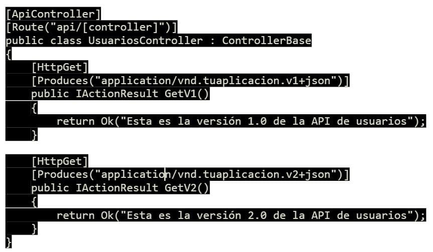 Code snippet showing how to add API versioning and versioned API explorer services in .NET for documentation and Swagger integration.