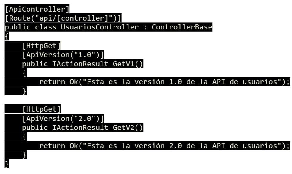 Code snippet configuring query string-based API versioning in .NET using QueryStringApiVersionReader.